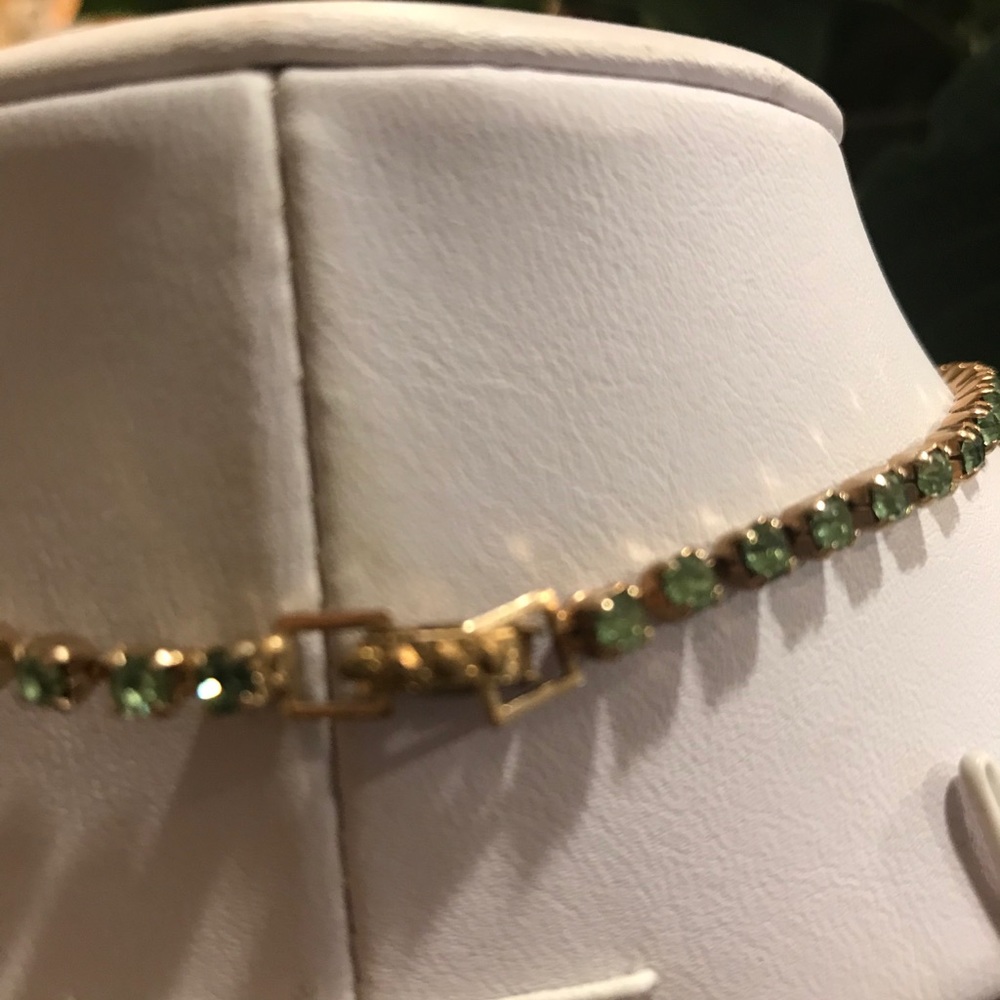 VTG Emerald‎ Peridot Rhinestone 50’s Necklace - Picture 5 of 5